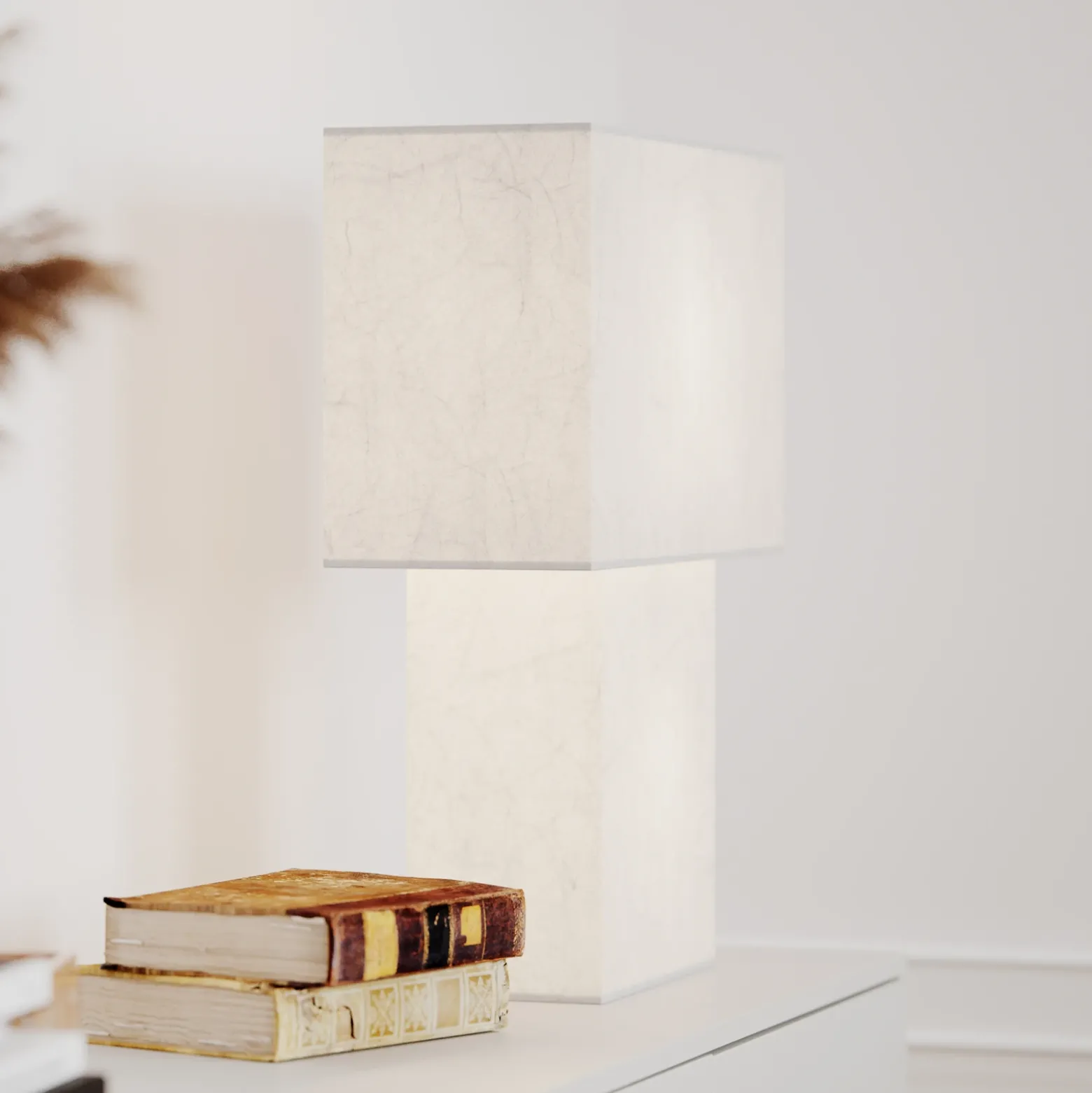 By Rydéns lámpara de mesa iSquare, blanca, altura 50 cm