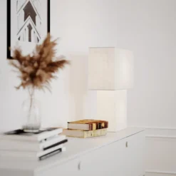 By Rydéns lámpara de mesa iSquare, blanca, altura 50 cm