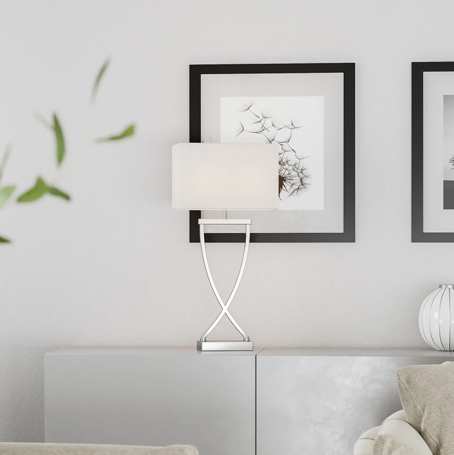 By Rydéns Omega lámpara de mesa cromo/blanco altura 52cm