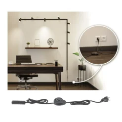 Cable de alimentación y interruptor Paulmann URail, negro mate, 2,4 m