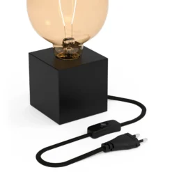 Calex lámpara de mesa en forma cubo, negro