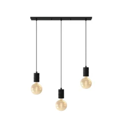 Calex Retro lámpara colgante angular 3 luces negro