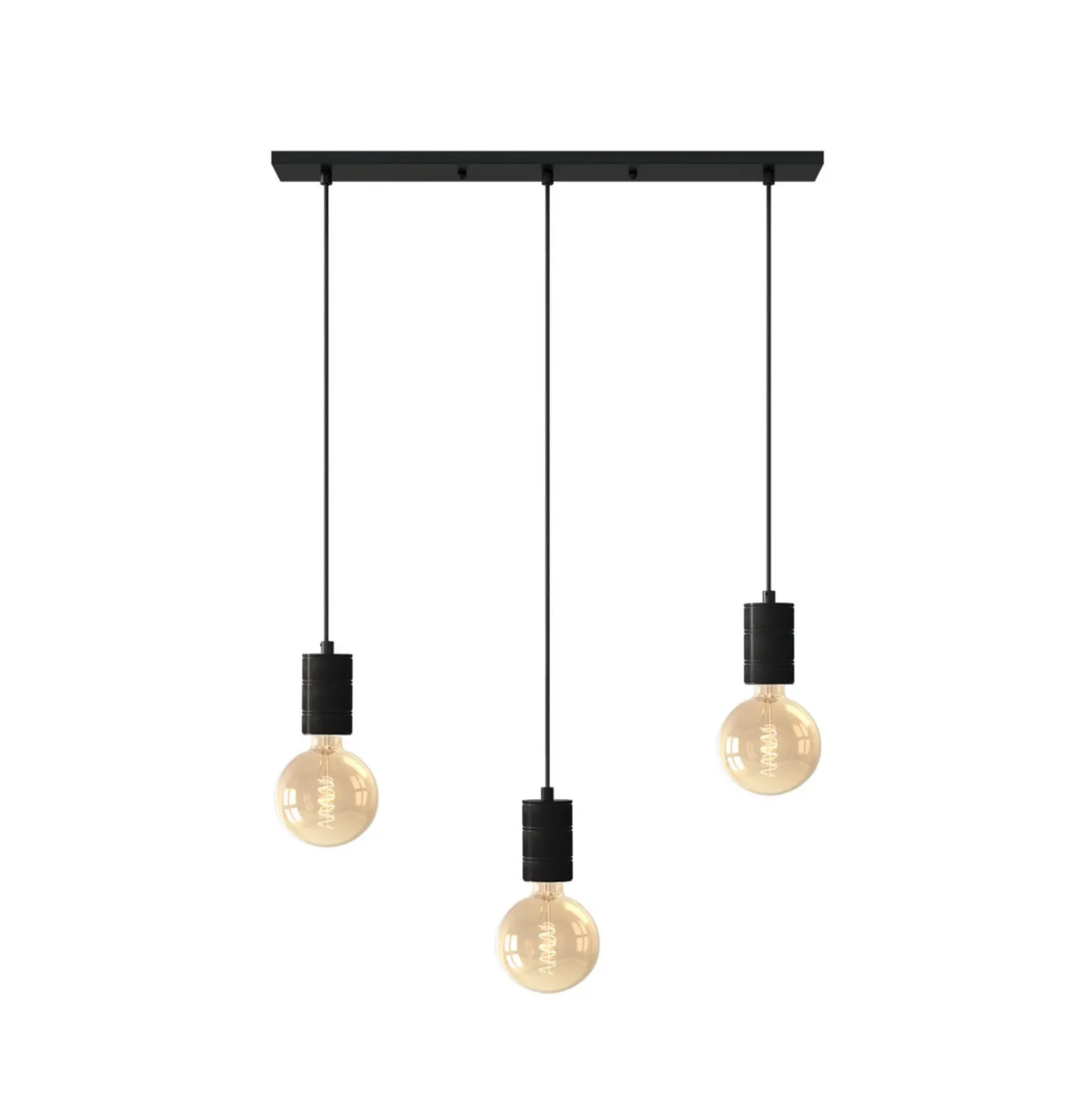 Calex Retro lámpara colgante angular 3 luces negro