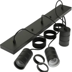 Calex Retro lámpara colgante angular 3 luces negro