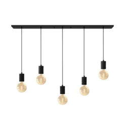 Calex Retro lámpara colgante angular 5 luces negro