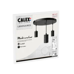 Calex Retro lámpara colgante redondo 3 luces negro