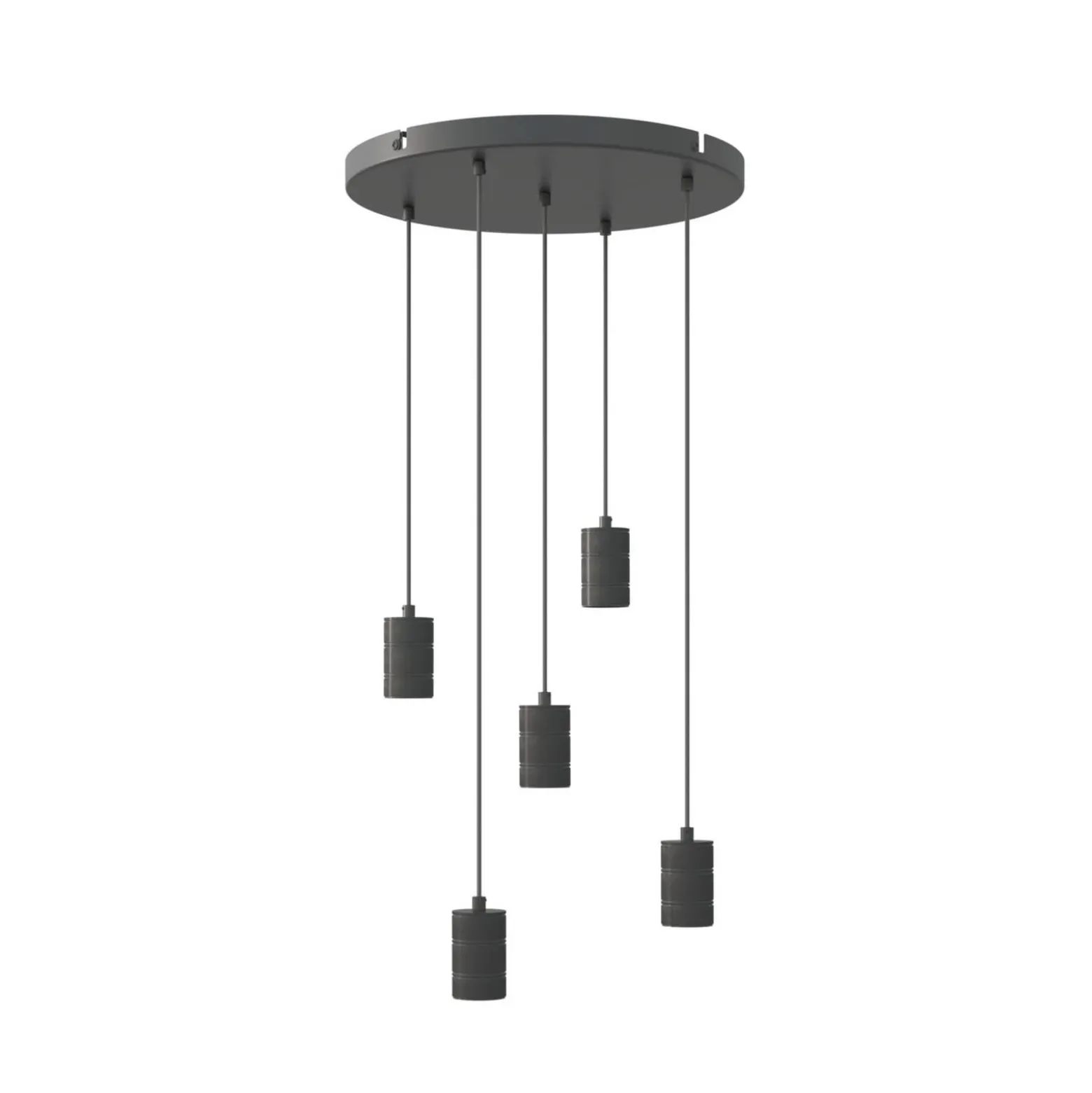 Calex Retro lámpara colgante redondo 5 luces negro