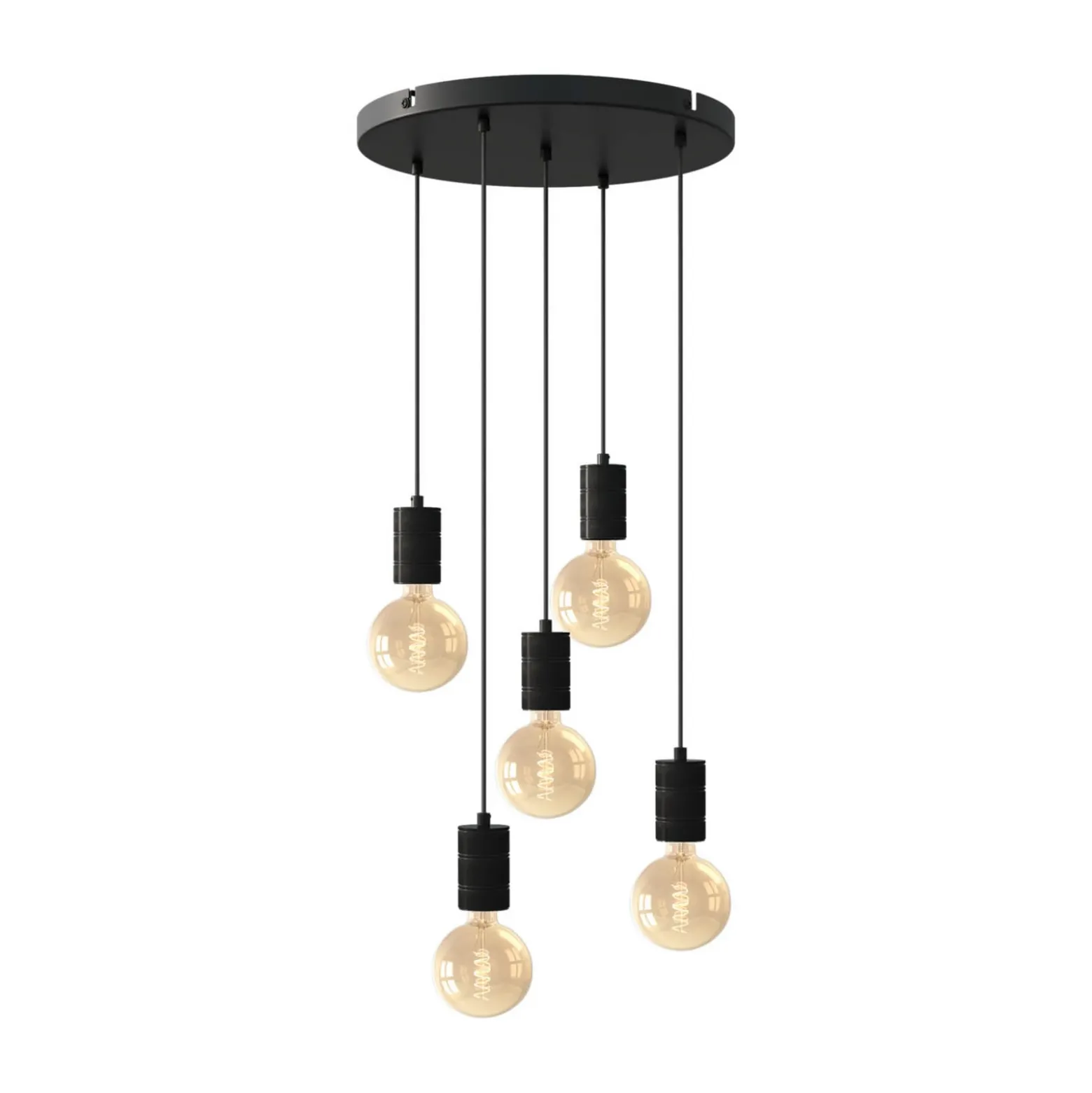 Calex Retro lámpara colgante redondo 5 luces negro