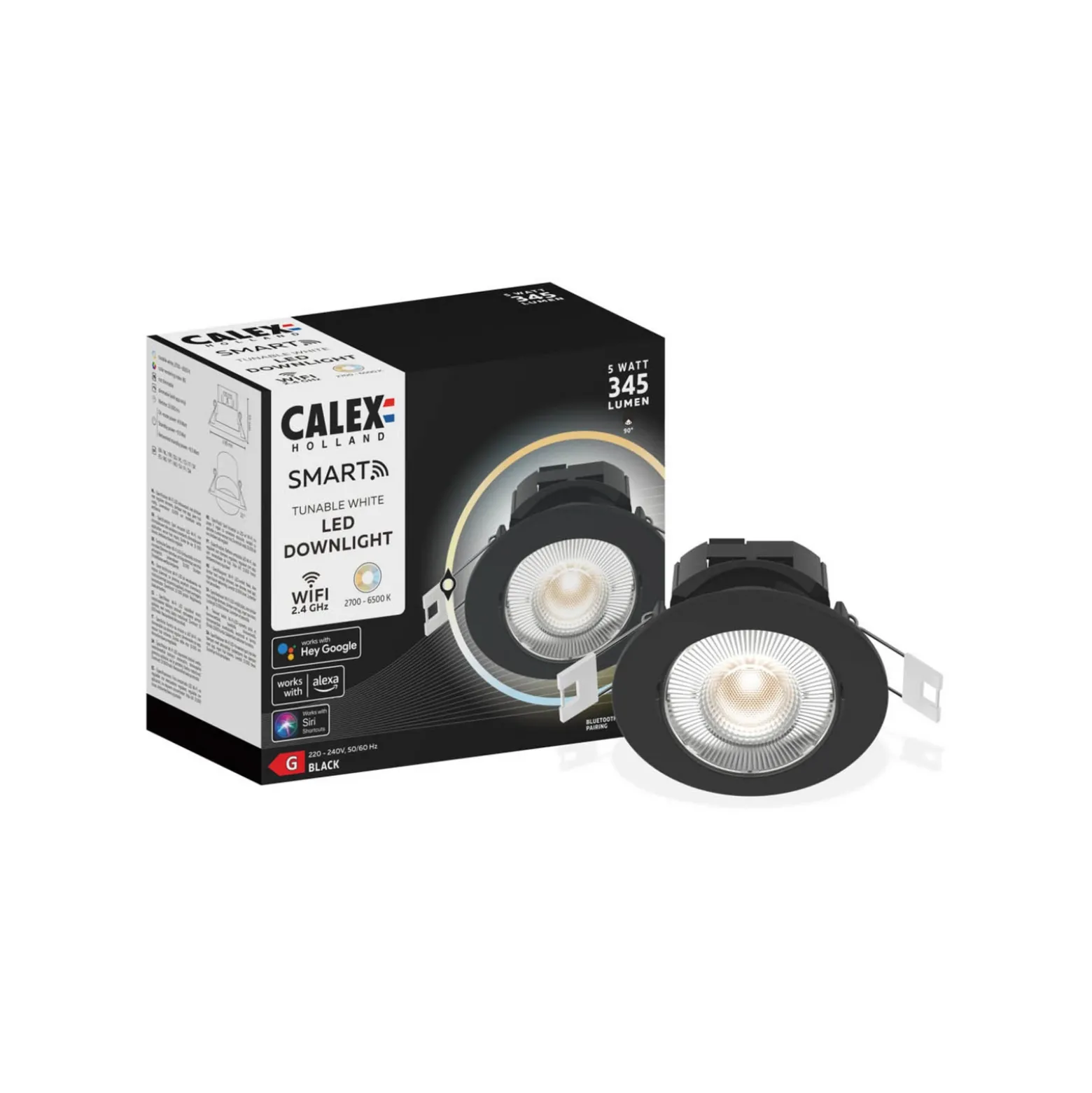 Calex Smart downlight Lámpara de techo empotrable, negra