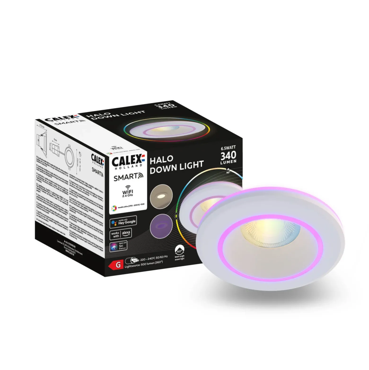 Calex Smart Halo downlight empotrable CCT RGB blanco