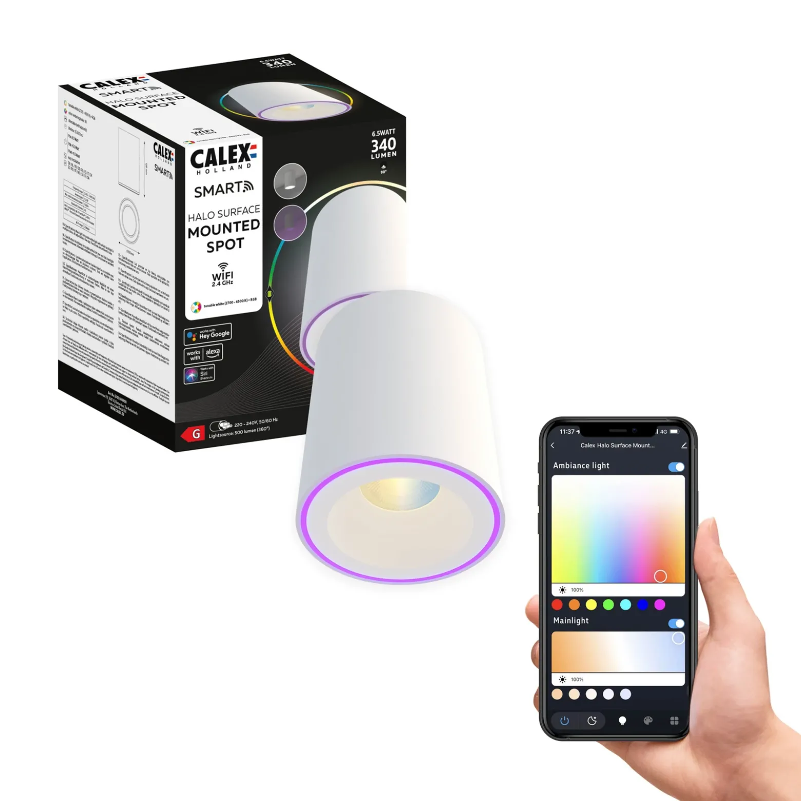 Calex Smart Halo Spot LED downlight de techo, blanco