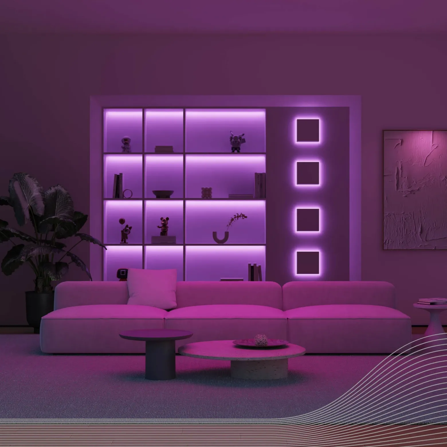 Calex tira LED Vibey, longitud 2 m, enchufe, control remoto, RGB, CCT