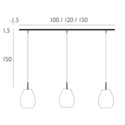 Casablanca Bagan lámpara colgante, 3 luces, Ø 13cm