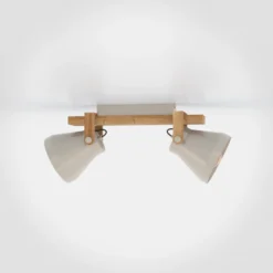 Cawton downlight de techo, longitud 58,5 cm, acero/marrón, 2 luces.