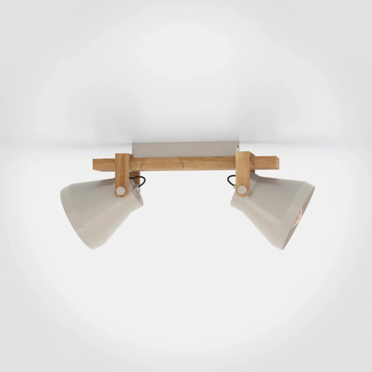 Cawton downlight de techo, longitud 58,5 cm, acero/marrón, 2 luces.
