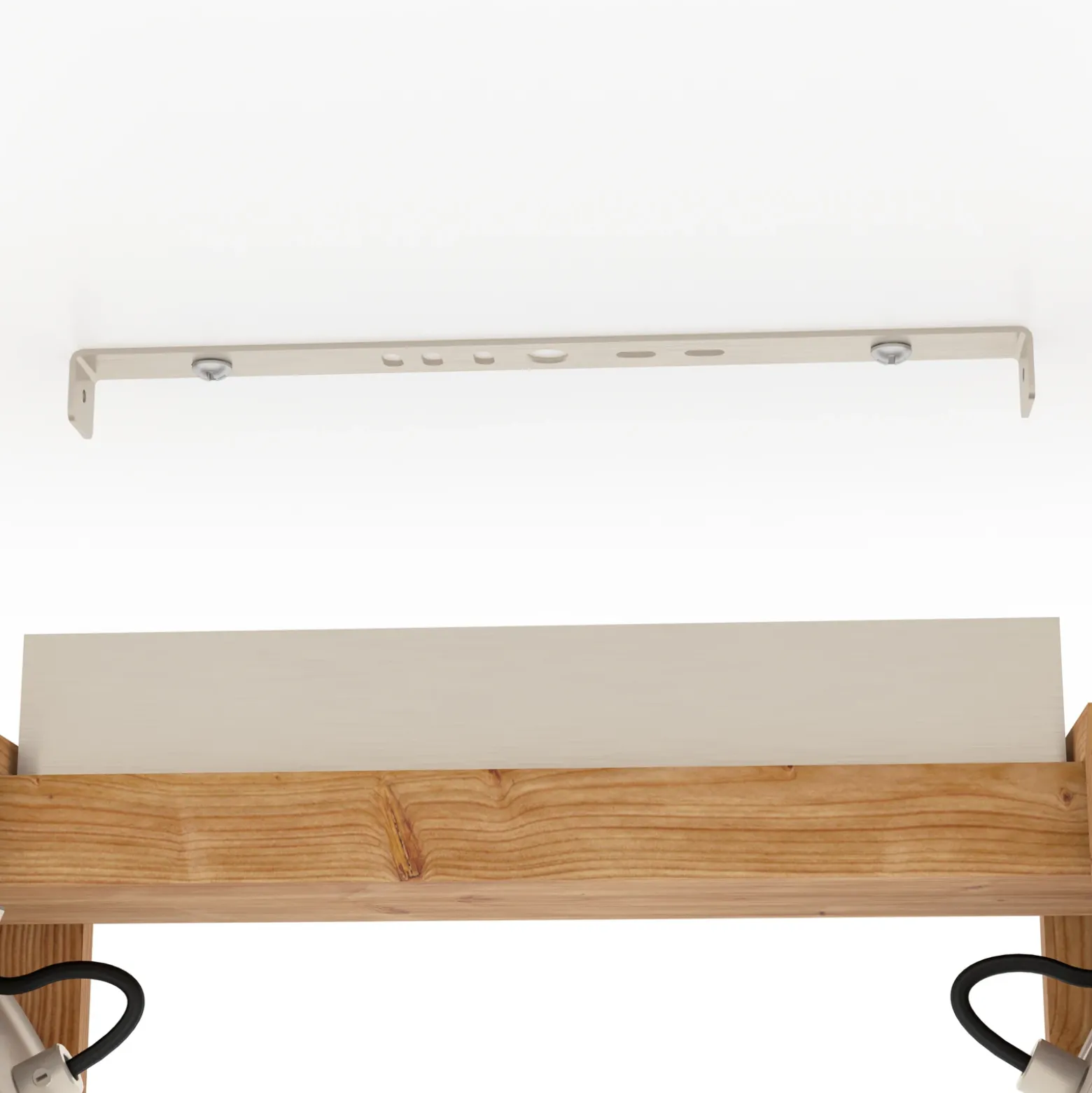 Cawton downlight de techo, longitud 58,5 cm, acero/marrón, 2 luces.