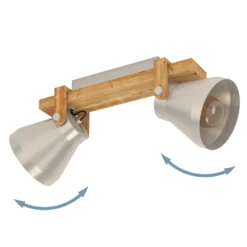 Cawton downlight de techo, longitud 58,5 cm, acero/marrón, 2 luces.