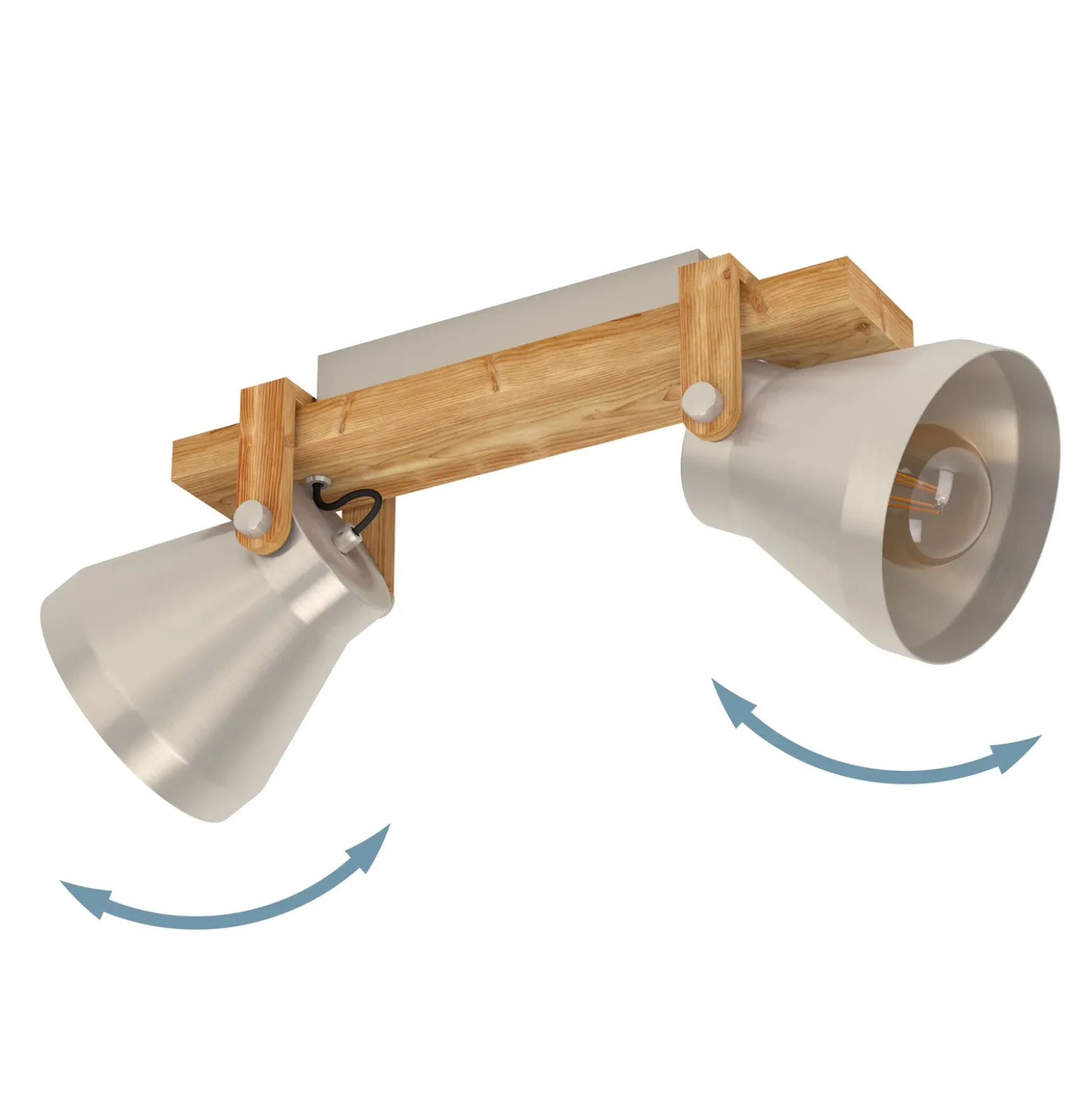 Cawton downlight de techo, longitud 58,5 cm, acero/marrón, 2 luces.