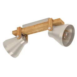 Cawton downlight de techo, longitud 58,5 cm, acero/marrón, 2 luces.