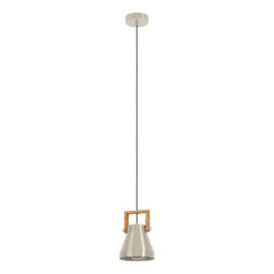 Cawton lámpara colgante, Ø 16 cm, acero/marrón, acero/madera