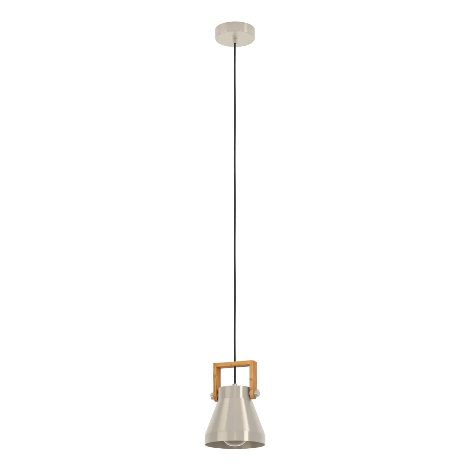 Cawton lámpara colgante, Ø 16 cm, acero/marrón, acero/madera