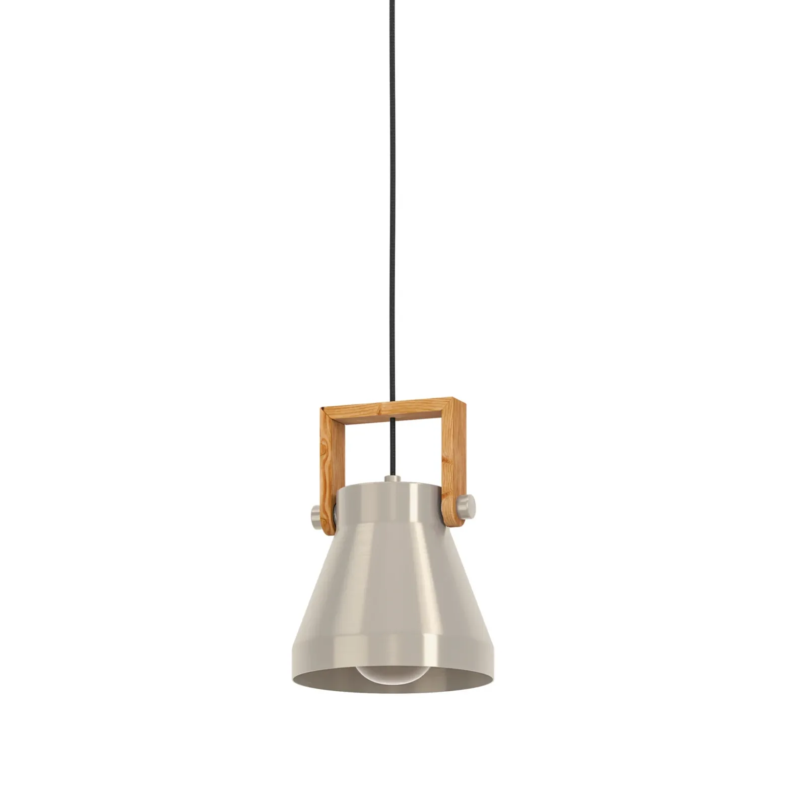 Cawton lámpara colgante, Ø 16 cm, acero/marrón, acero/madera