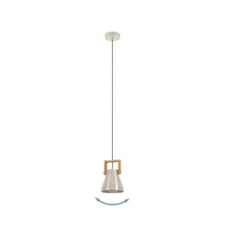 Cawton lámpara colgante, Ø 16 cm, acero/marrón, acero/madera