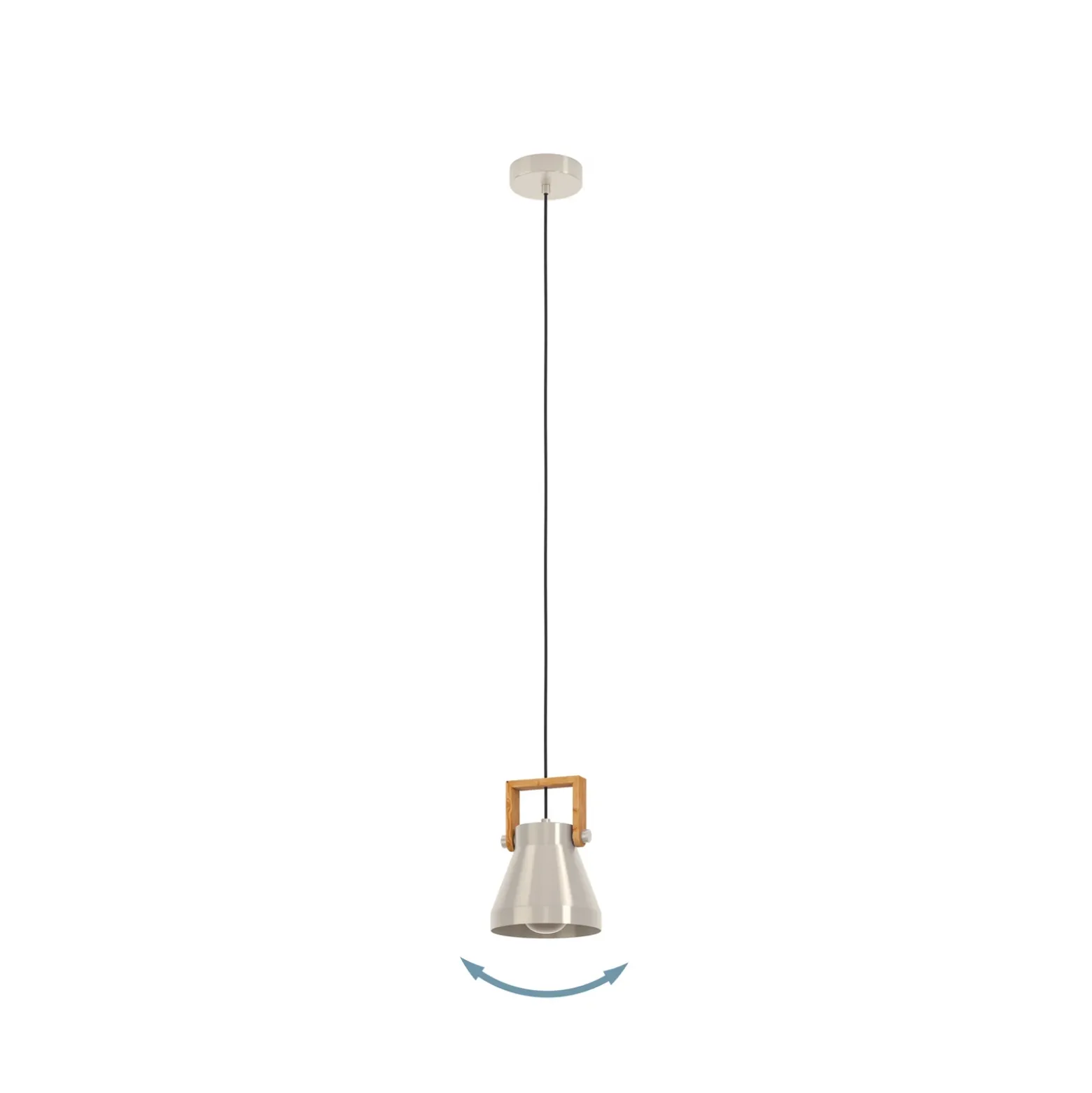 Cawton lámpara colgante, Ø 16 cm, acero/marrón, acero/madera