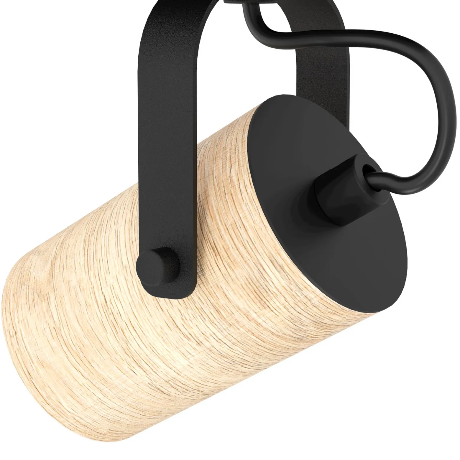 Cayuca downlight de techo, decoración en negro/madera, 2 luces