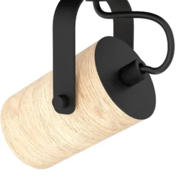 Cayuca downlight de techo, decoración en negro/madera, 4 luces