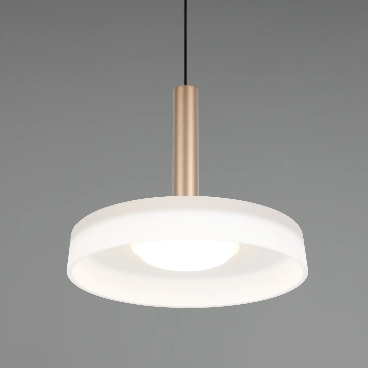 Celeste lámpara colgante LED, blanco/marrón, Ø 22 cm, cristal, atenuable
