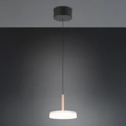 Celeste lámpara colgante LED, blanco/marrón, Ø 22 cm, cristal, atenuable