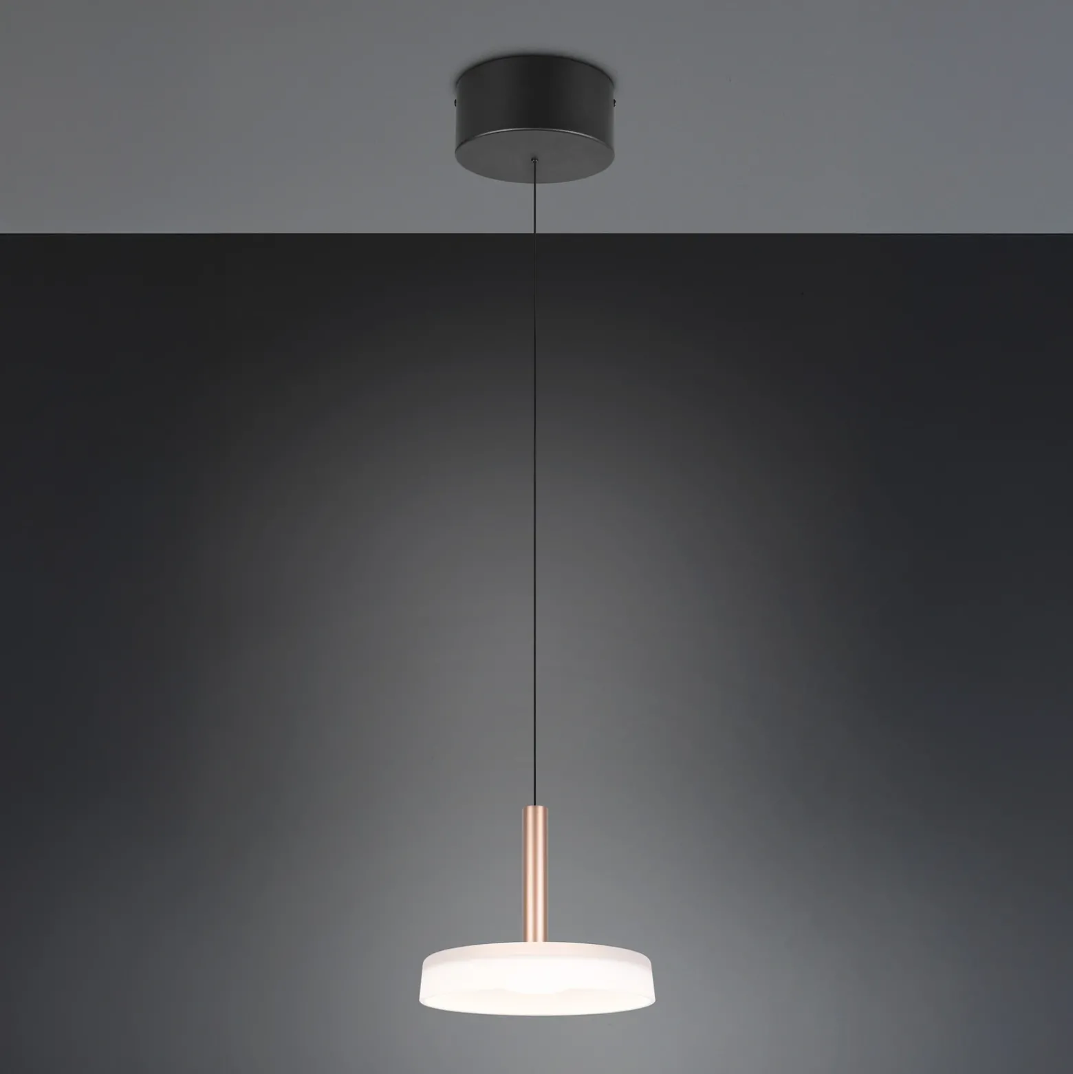 Celeste lámpara colgante LED, blanco/marrón, Ø 22 cm, cristal, atenuable