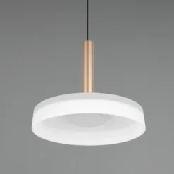 Celeste lámpara colgante LED, blanco/marrón, Ø 22 cm, cristal, atenuable