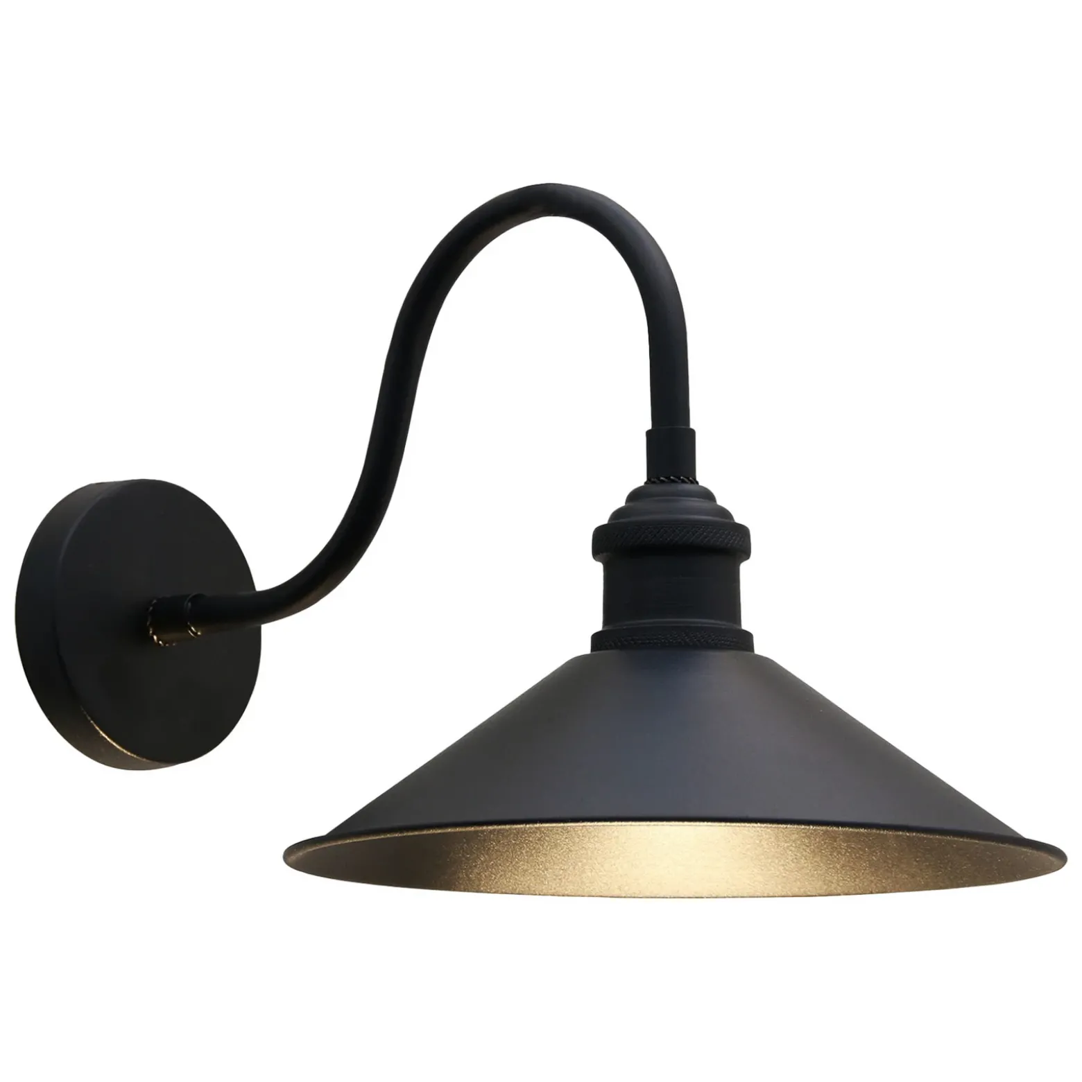 Christer aplique de pared, negro, ancho 24 cm, metal, E27