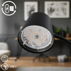 Cielo lámpara de pie LED recargable, negra, regulador táctil, cable USB