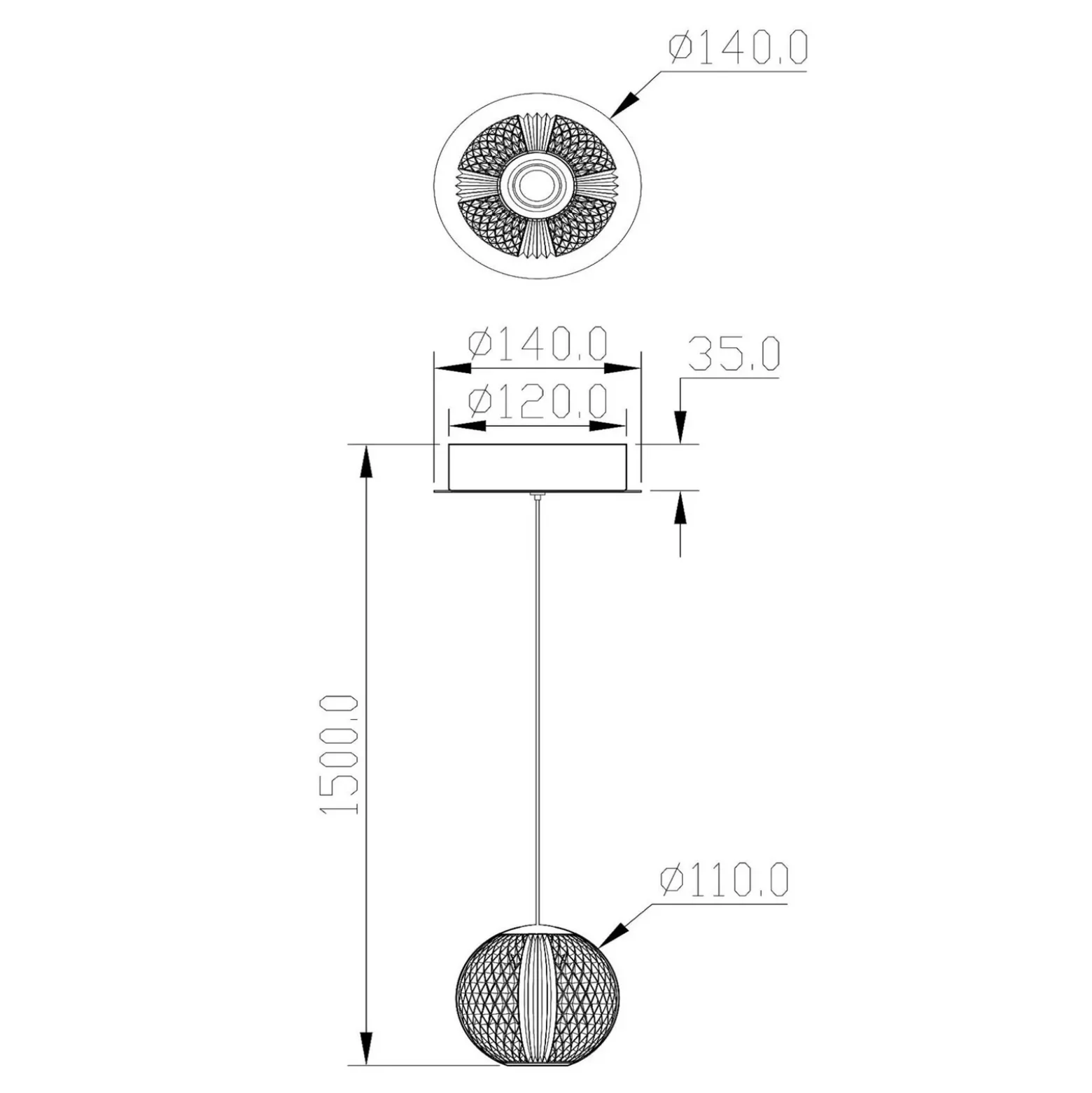Cintra Lámpara colgante LED, Ø 14 cm, transparente/oro, acrílico