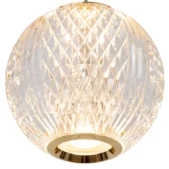 Cintra Lámpara colgante LED, Ø 14 cm, transparente/oro, acrílico