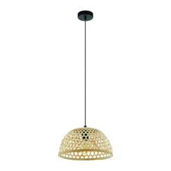 Claverdon lámpara colgante, Ø 37 cm, negro/natural, madera