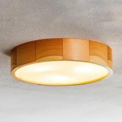Cleo plafón, Ø 37,5cm, 3 luces, madera de pino, E27