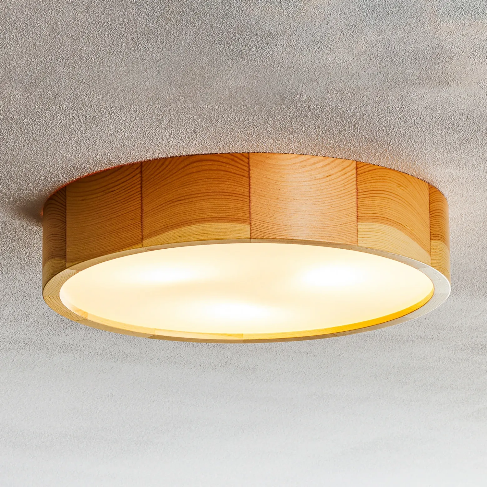 Cleo plafón, Ø 37,5cm, 3 luces, madera de pino, E27