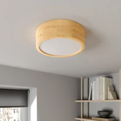 Cleo plafón, Ø 27,5cm, 2 luces, madera de pino, E27