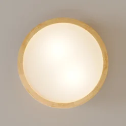 Cleo plafón, Ø 27,5cm, 2 luces, madera de pino, E27