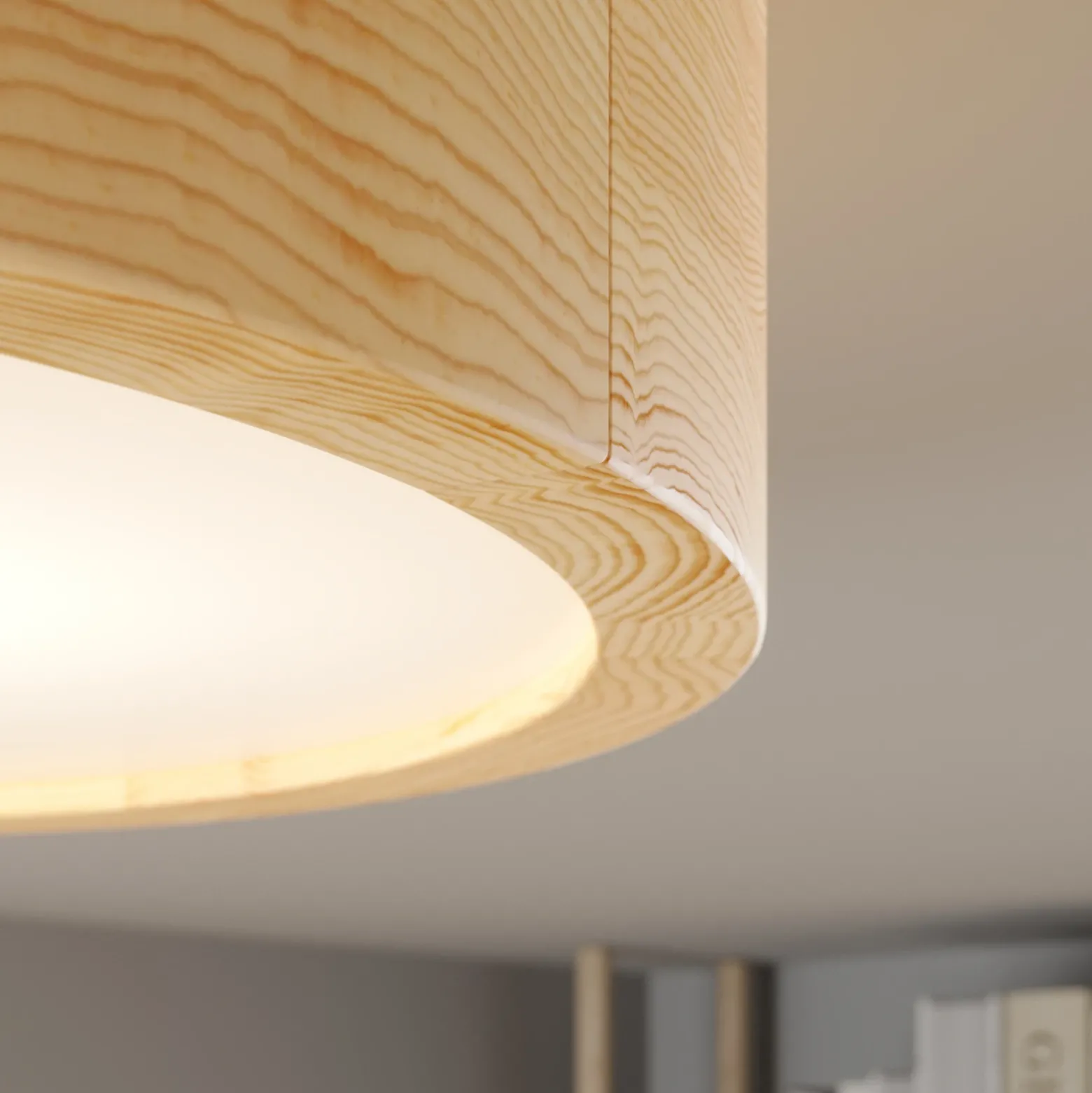 Cleo plafón, Ø 27,5cm, 2 luces, madera de pino, E27