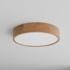 Cleo plafón, Ø 48 cm, 4 luces, madera de roble, E27