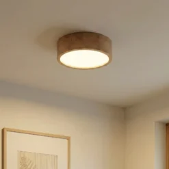 Cleo plafón, Ø 28 cm, 2 luces, madera de roble, E27