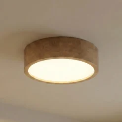 Cleo plafón, Ø 38 cm, 3 luces, madera de roble, E27