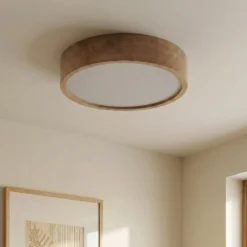 Cleo plafón, Ø 48 cm, 4 luces, madera de roble, E27