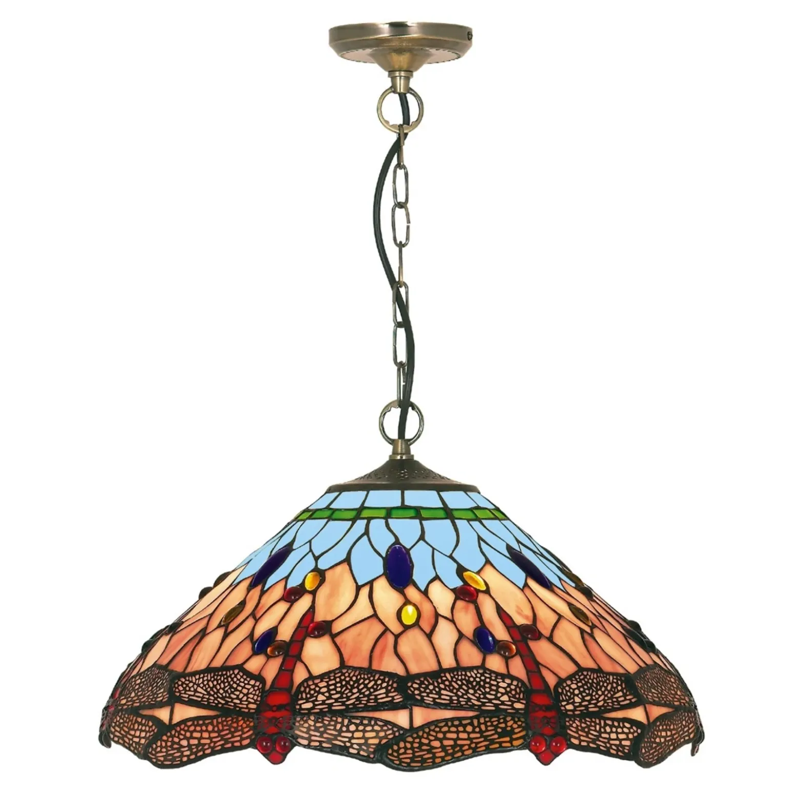 Clásica lámpara colgante, estilo Tiffany DRAGONFLY