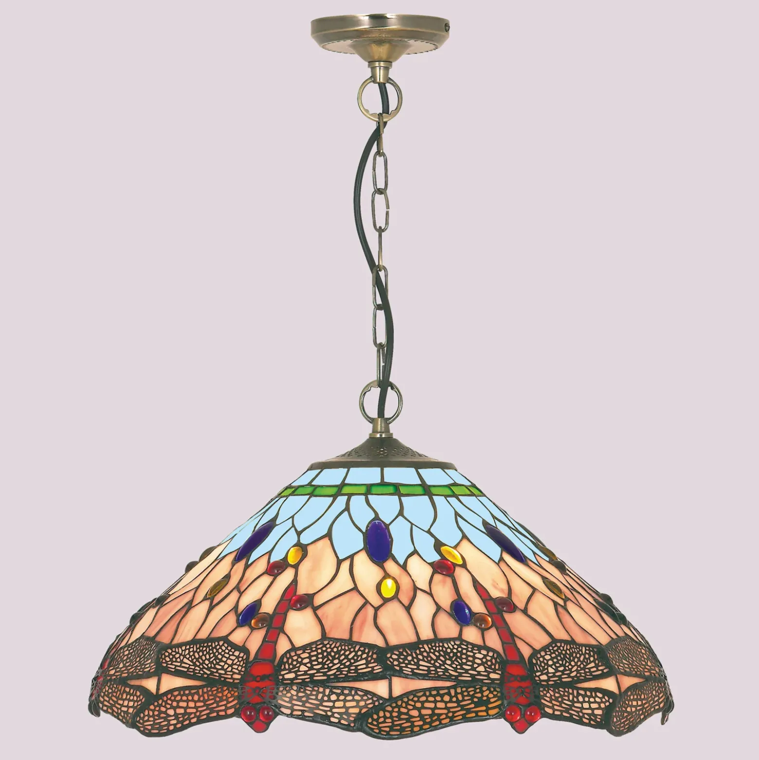 Clásica lámpara colgante, estilo Tiffany DRAGONFLY